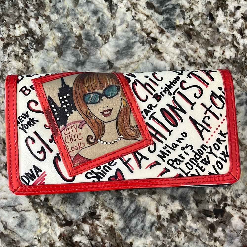 Chic Red and White Fashionista Wallet